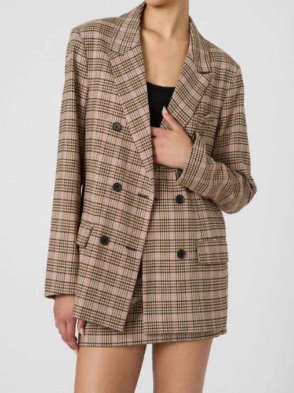 French Connection LIKE NEW Gina Check Double Breasted Blazer Plaid